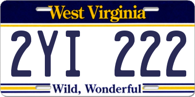 WV license plate 2YI222