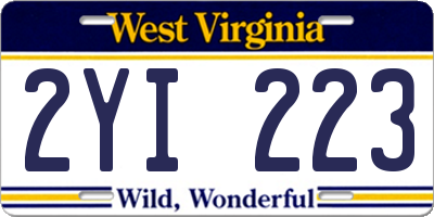 WV license plate 2YI223