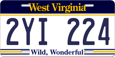 WV license plate 2YI224