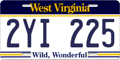 WV license plate 2YI225