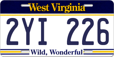 WV license plate 2YI226