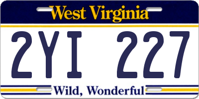 WV license plate 2YI227