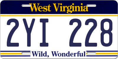WV license plate 2YI228