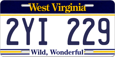 WV license plate 2YI229