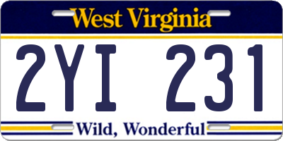 WV license plate 2YI231