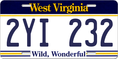 WV license plate 2YI232