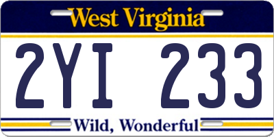 WV license plate 2YI233