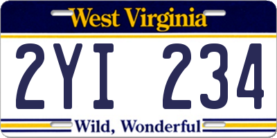WV license plate 2YI234