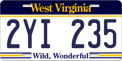 WV license plate 2YI235