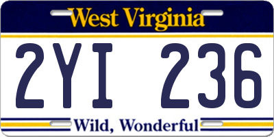 WV license plate 2YI236