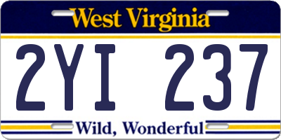 WV license plate 2YI237