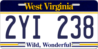 WV license plate 2YI238