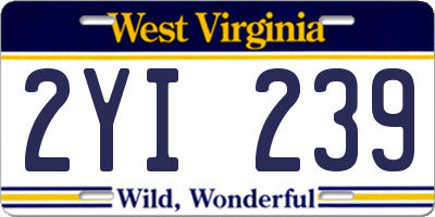 WV license plate 2YI239