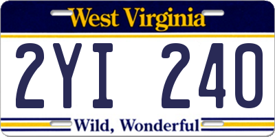 WV license plate 2YI240