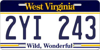 WV license plate 2YI243