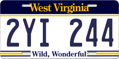 WV license plate 2YI244