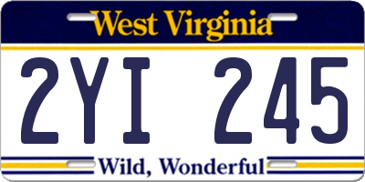 WV license plate 2YI245
