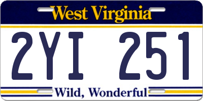 WV license plate 2YI251