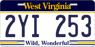 WV license plate 2YI253