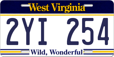 WV license plate 2YI254