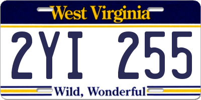 WV license plate 2YI255
