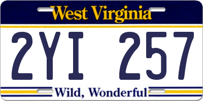 WV license plate 2YI257