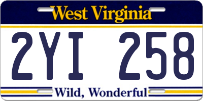 WV license plate 2YI258