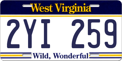 WV license plate 2YI259