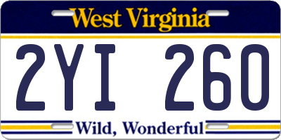 WV license plate 2YI260