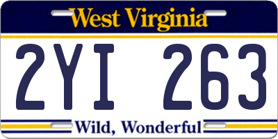 WV license plate 2YI263