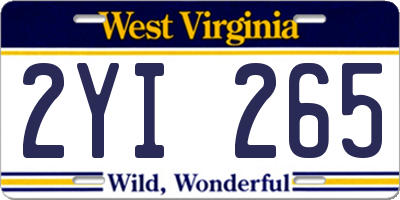 WV license plate 2YI265