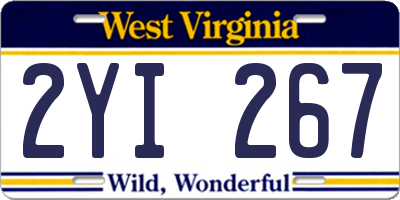 WV license plate 2YI267