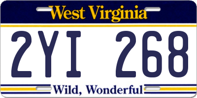 WV license plate 2YI268