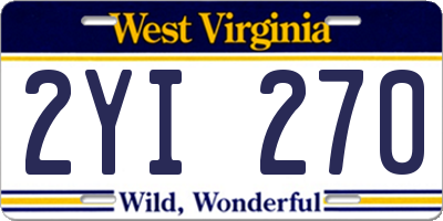 WV license plate 2YI270