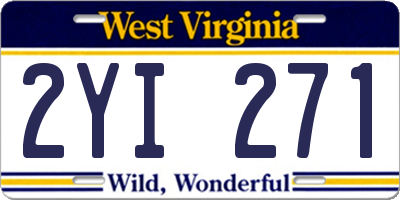 WV license plate 2YI271