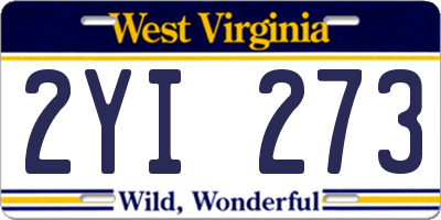 WV license plate 2YI273