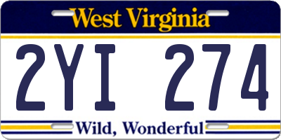 WV license plate 2YI274