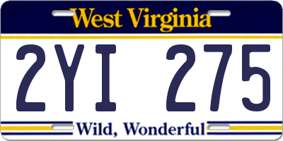 WV license plate 2YI275