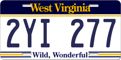 WV license plate 2YI277