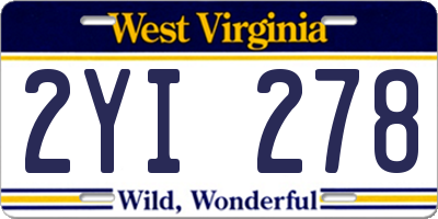 WV license plate 2YI278