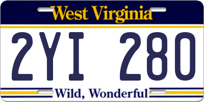 WV license plate 2YI280