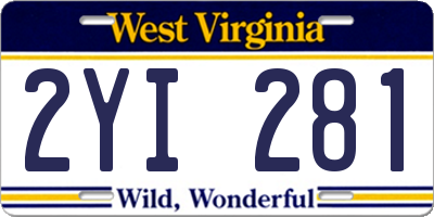 WV license plate 2YI281