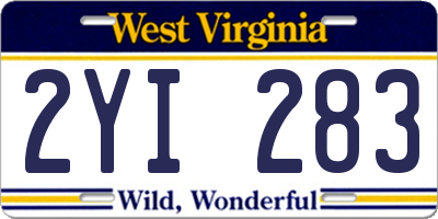 WV license plate 2YI283