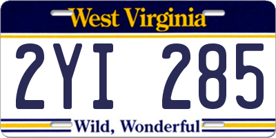WV license plate 2YI285