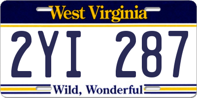 WV license plate 2YI287