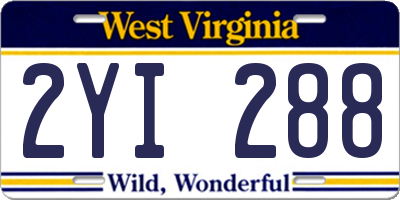 WV license plate 2YI288