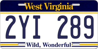 WV license plate 2YI289