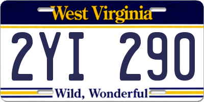 WV license plate 2YI290