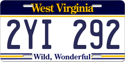 WV license plate 2YI292