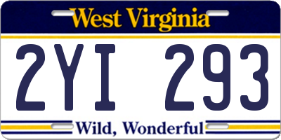 WV license plate 2YI293